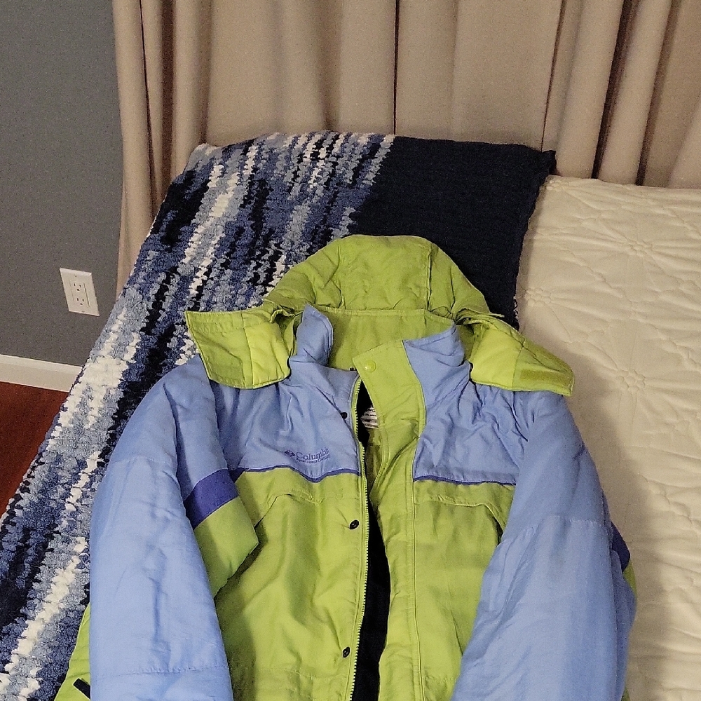 Columbia Lime and Blue Puffer Jacket